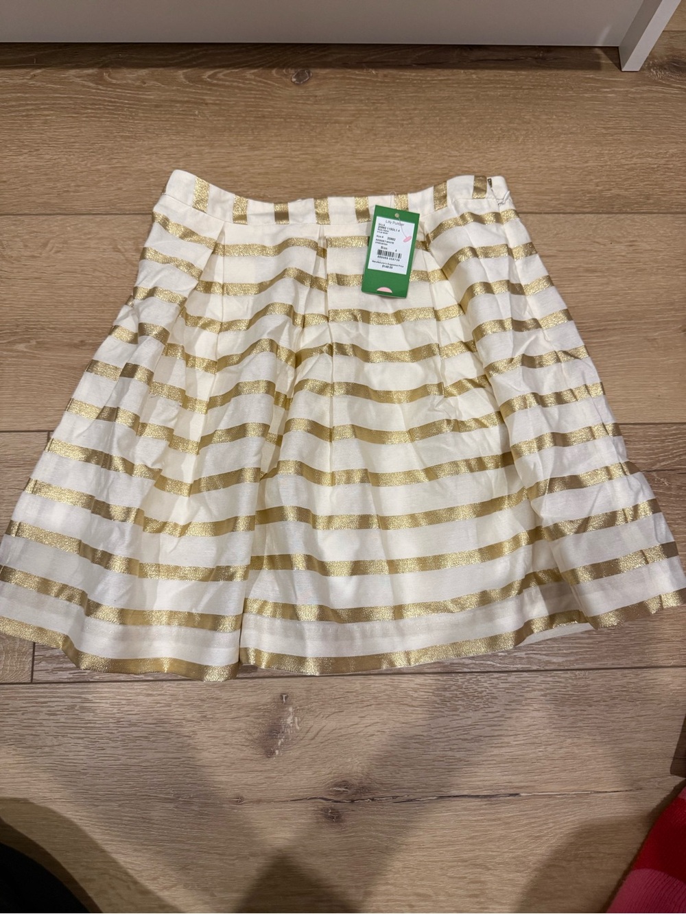 Lilly Pulitzer White and Gold Striped Circle Skirt